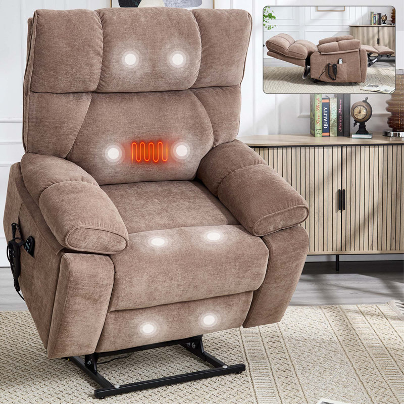 Deux fauteuils inclinables électriques et massifs chauffants à deux positions avec massage à chaleur, Brun