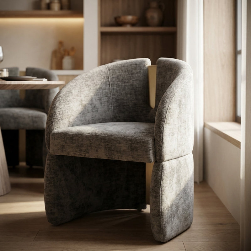 Fauteuil rembourré en velours Portledge, Brun