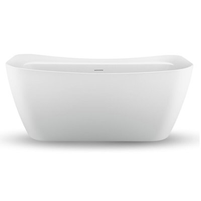 59" Streamline Freestanding Soaking Acrylic Bathtub With Drain and Bamboo Tray
