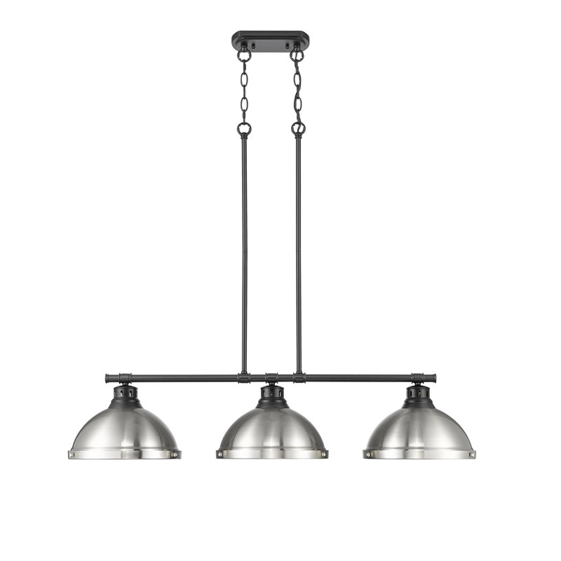 Laramy 3-Light Linear Pendant, Pewer, Matte Black