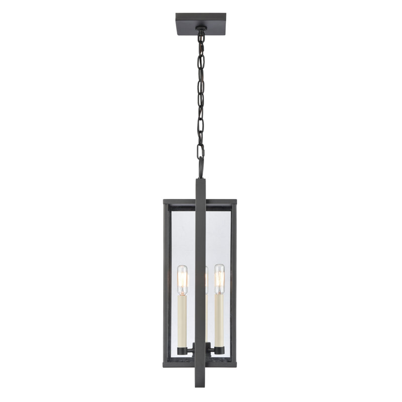 Luminaire suspendu d'extérieur 3 lumières 8,25 po Gladwyn - Noir mat
