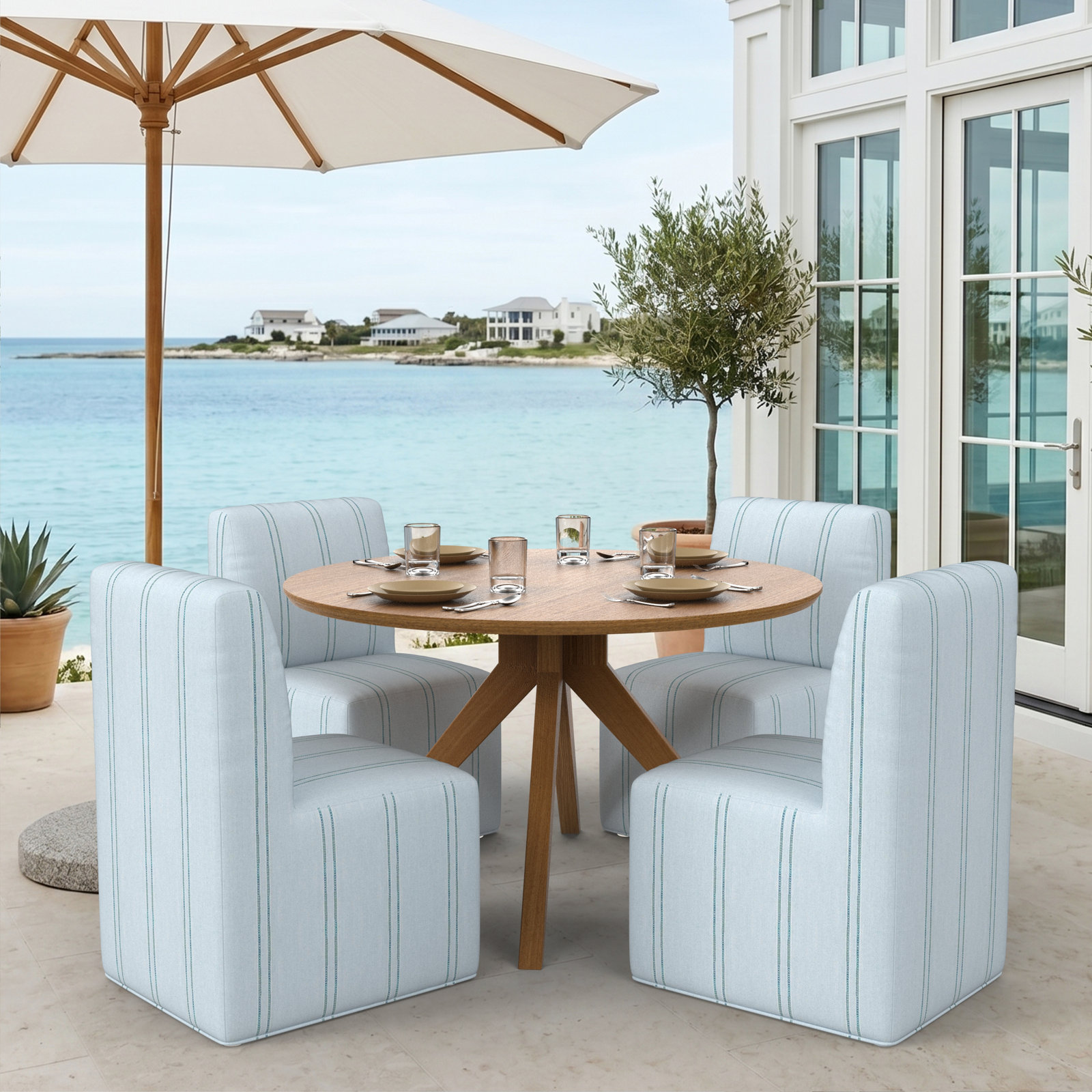 Eliana Sunbrella® Patio Side Chair, Sunbrella Wayward Sky