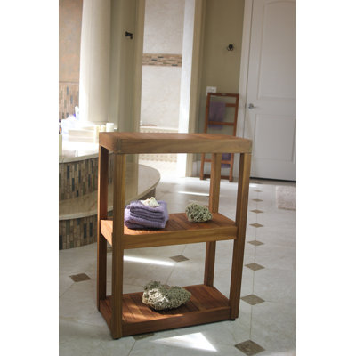 Sula Rectangular Three-Tier Teak Bath Stand