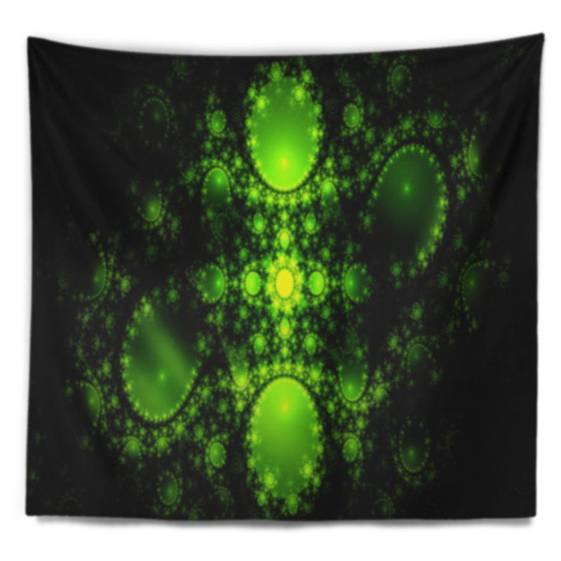 Tapisserie de conception à fractales vert abstrait cabalistic, H 32 po x l 39 po
