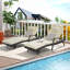 Ensemble de 2 chaises longues d'extérieur inclinables avec coussins, chaise longue inclinable à 150 ° de la plage près de la piscine-748740699-748740700