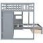 Lit superposé gris avec rangement polyvalent - garde-robe, tiroirs et espace supplémentaire double au-dessus d'un lit simple gris. Garde-robe et pour utilisation. Chambre à coucher. L 97,9 po x l 80 po x H 64,6 po. Bois massif. Roulement robuste-864185878-864185877