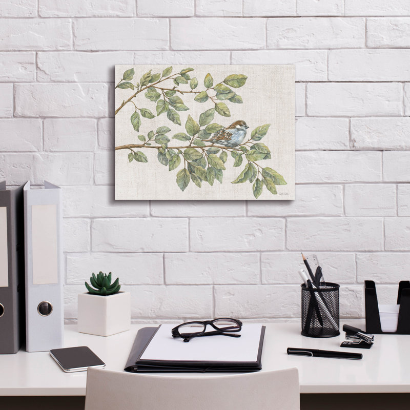 «Birch On A Branch 1 Linen» par Leslie Trimbach, art mural sur toile, H 12 po x l 16 po x P 0,75 po