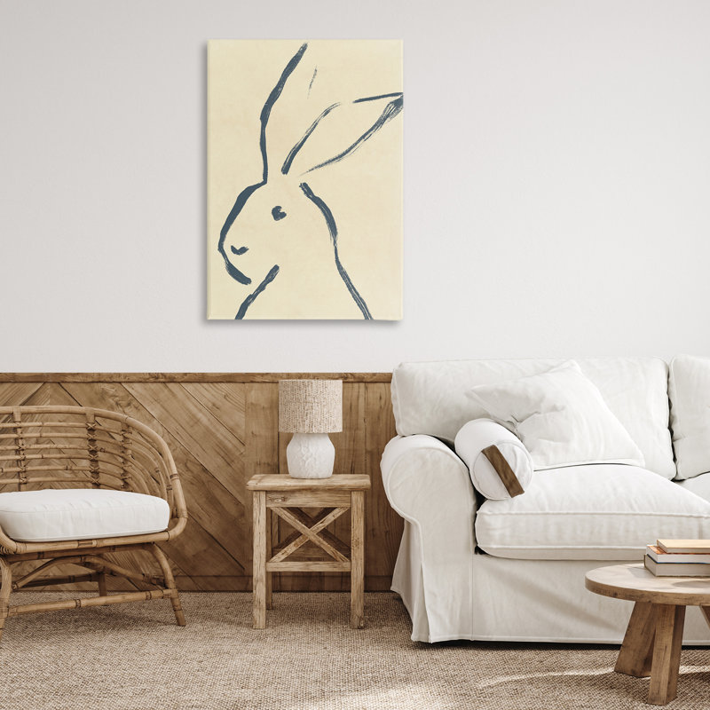 «Minimal Brushed Rabbit Canvas Wall Art» par June Erica Vess, H 36 po x l 24 po
