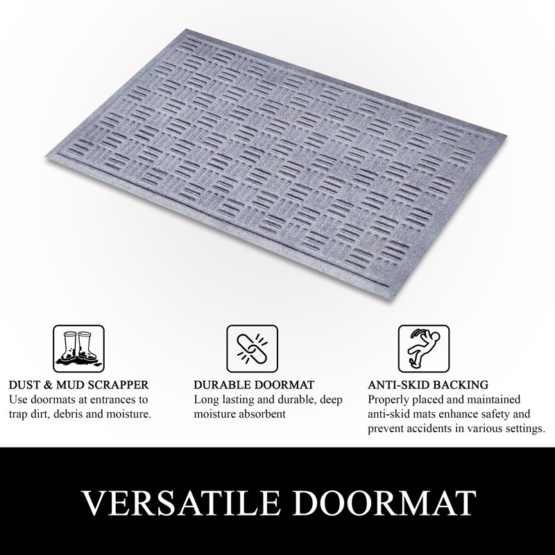 Paillasson Ocossio, L 24 po x L 36 po, Gris clair / gris