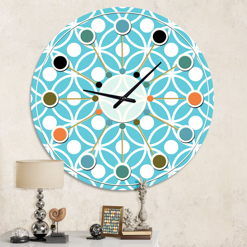 Retro Pattern Abstract Design IV - Mid-Century Modern wall clock, Medium