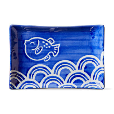 Puffer Fish Platter Blue Ceramic Everyday