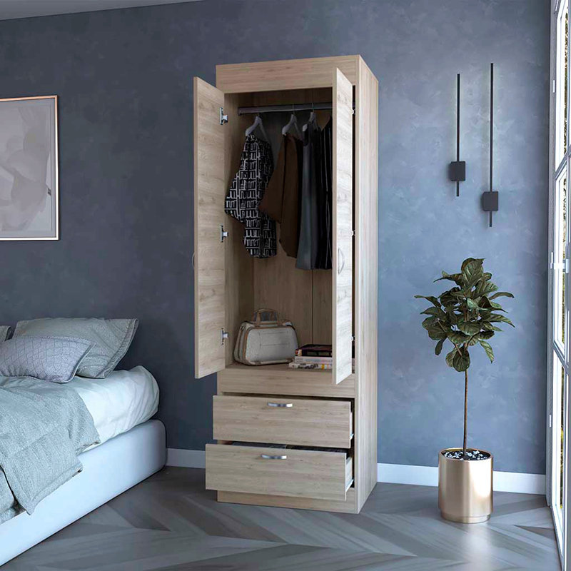 Armoire Alabama, une grande armoire, deux tiroirs
