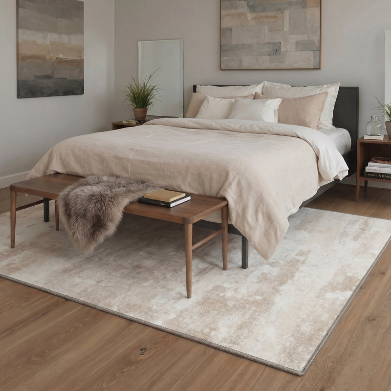 Aura Modern Machine Washable Cashmere Indoor Area Rug With Non-Slip Backing, Rectangle 8' x 10'