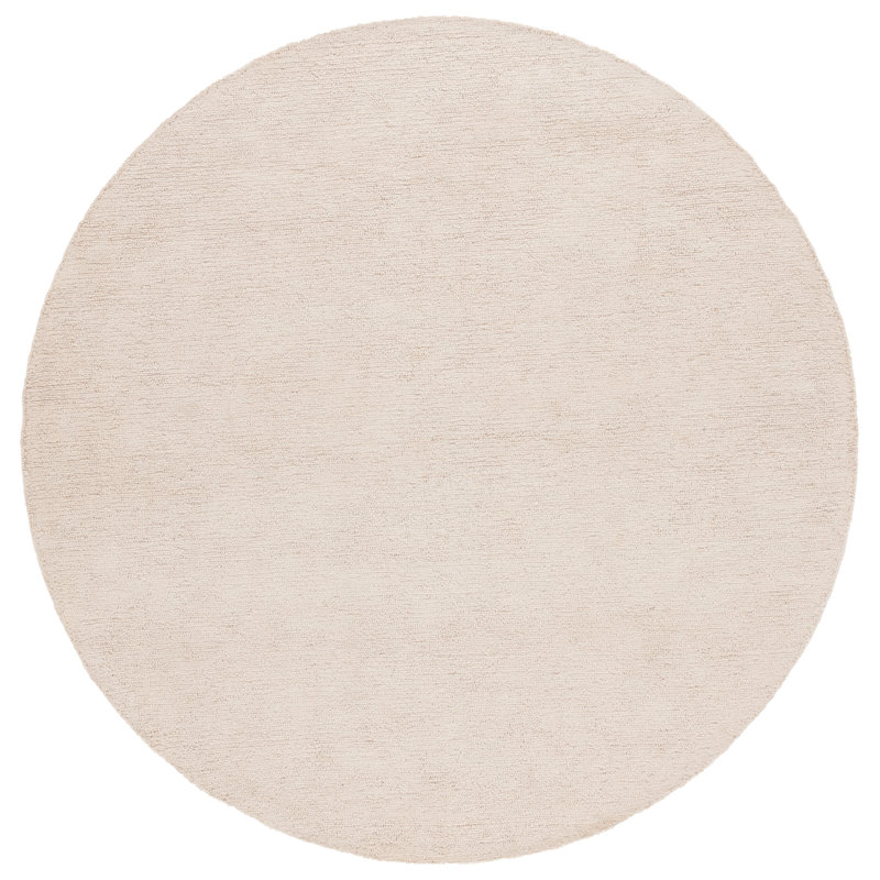 Tapis ivoire en coton jute touffeté à la main Metie, Rond 6 pi