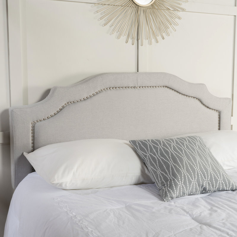 Tête de lit grise, tissu doux, structure en fer, convient aux cadres grand / double, réglable, revêtement en tissu 52,5 po x 61,51 po x 3 po, grand / double