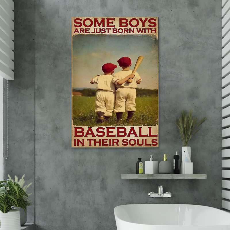 «Some Boy Are Just Born With Baseball», reproduction d'art graphique sur toile tendue, L 11 po x H 14 po