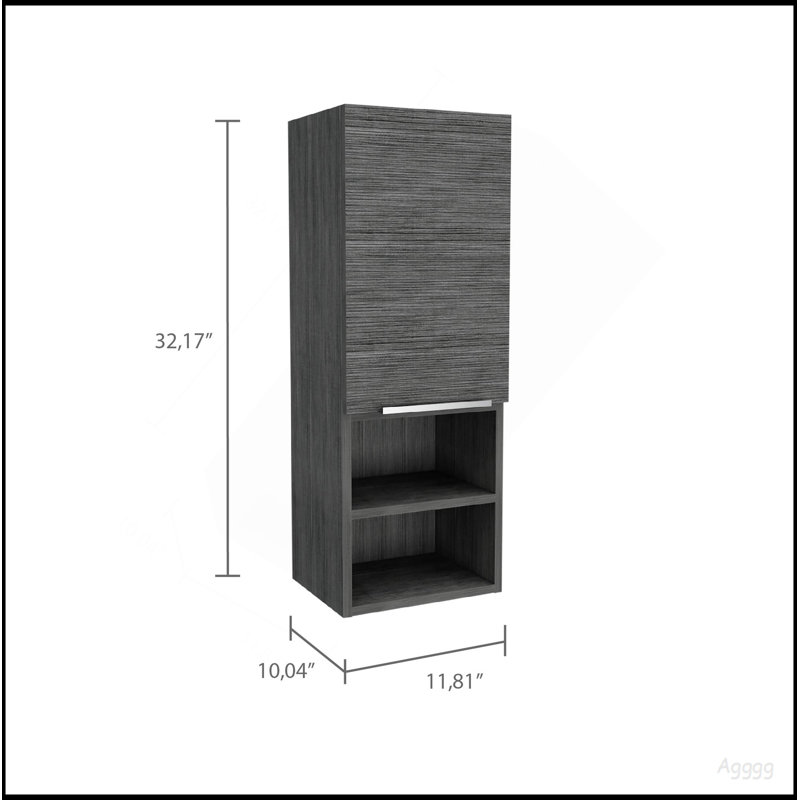 Armoire de salle de bain Mila, deux tablettes intérieures, deux tablettes extérieures, armoire à une porte - chêne Smokey