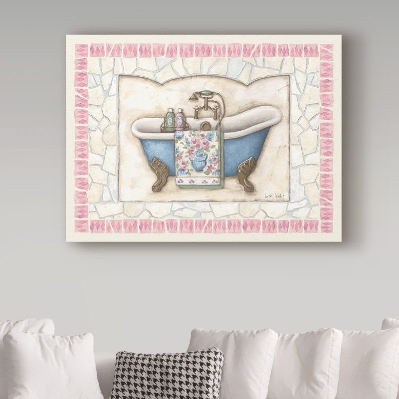 « salle de bain d », reproduction de peinture à l’acrylique sur toile tendue, H 24 po x l 32 po