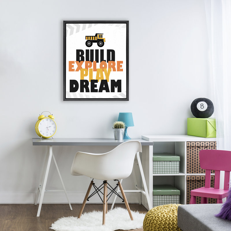 Cadre flottant Build Explore Play Dream, design par Kim Allen, Cadre flottant noir de jais, H 21 po x l 17 po