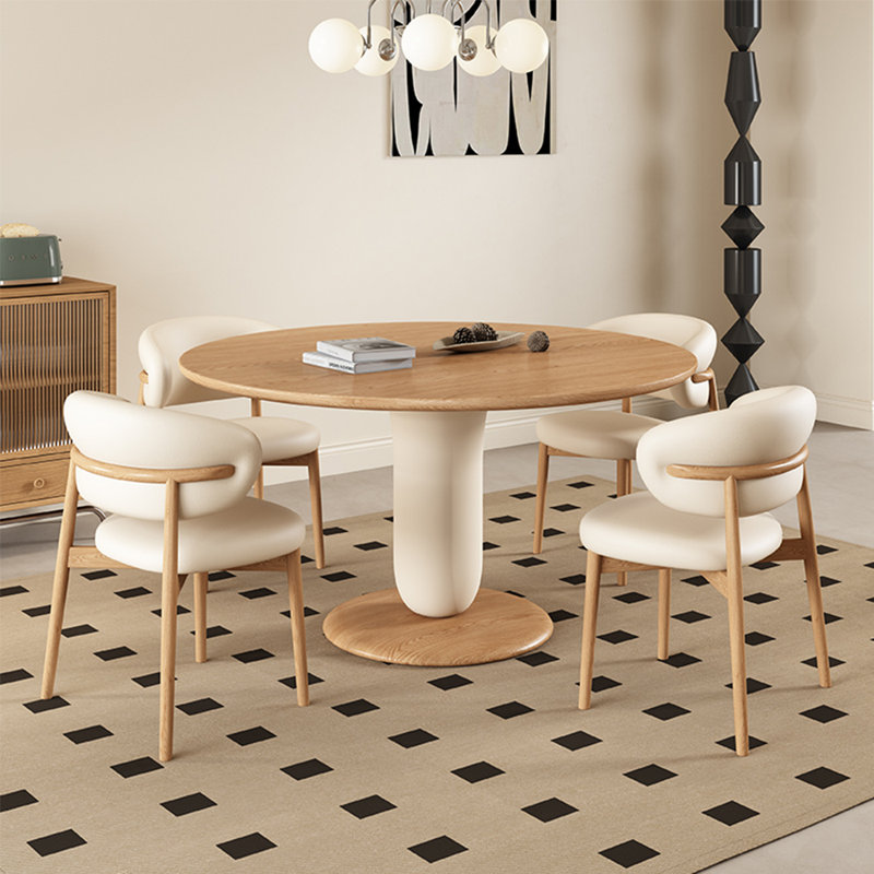 French style solid wood dining table set, 29.5”H x 47.2”L x 47.2”W