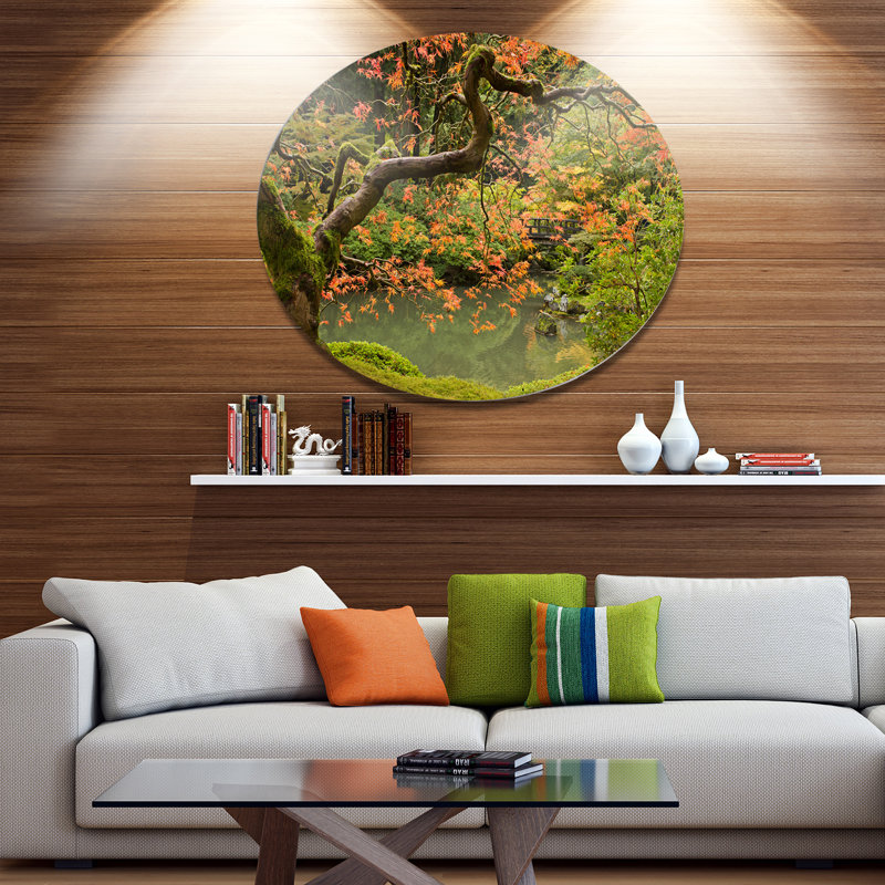 «Japanese Garden Fall Season», reproduction de photo, H 23 po x l 23 po x P 1 po, Métal