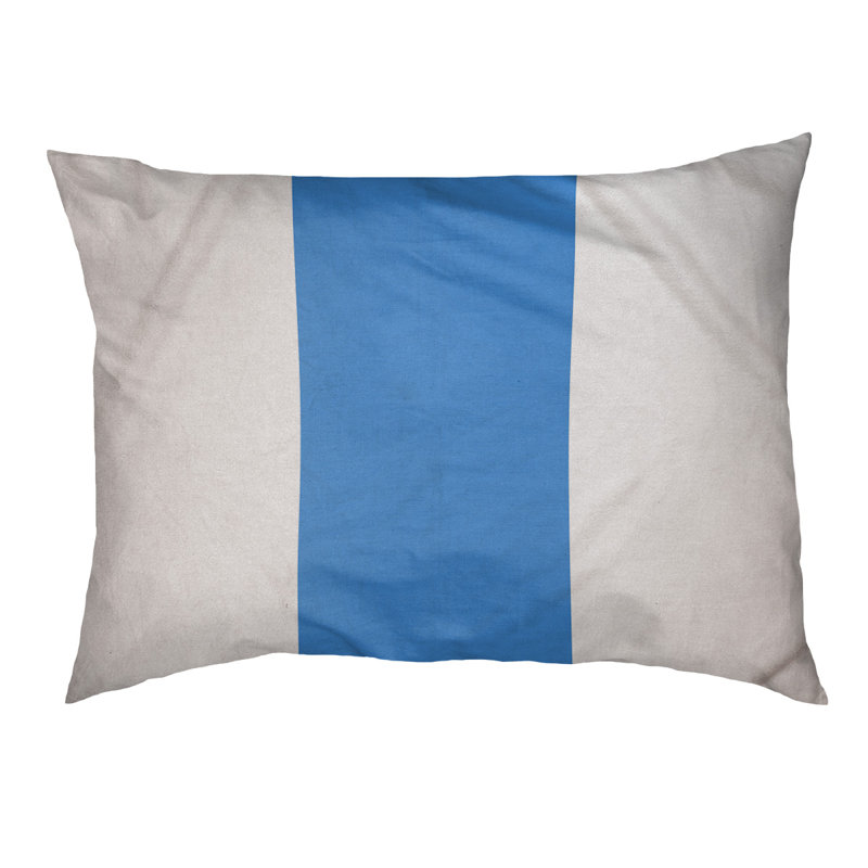 Coussin Houston, Grand (l 50 po x P 40 po x H 7 po), Blanc / Bleu