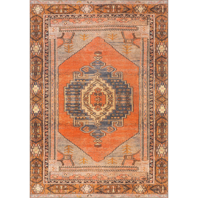 Tapis tribal lavable à la machine Kamila SpinClean, Rectangle 3 pi x 5 pi