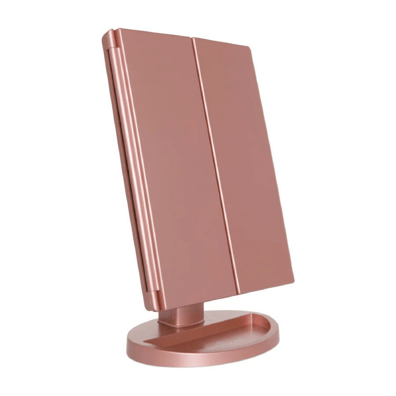 Miroir de maquillage lumineux à DEL Deylani, Or rose