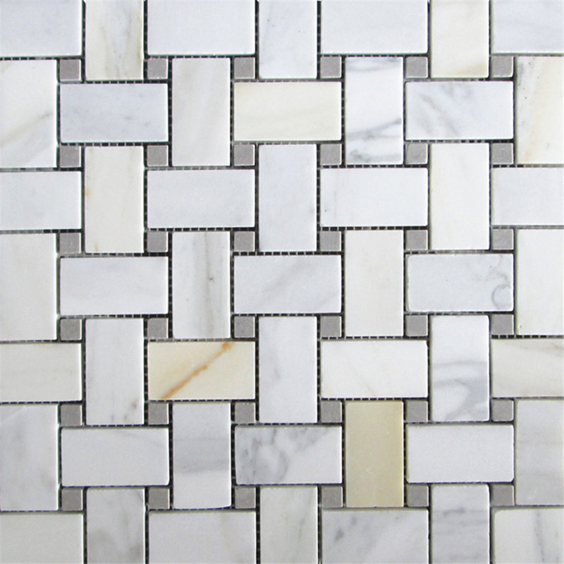 12" x 12" Marble Mosaic Wall & Floor Tile, Gray/White