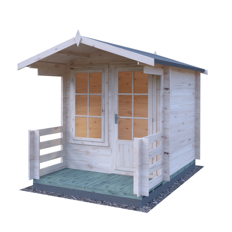 Maulden 7 x 7 Ft 19mm Log Cabin with Veranda, No