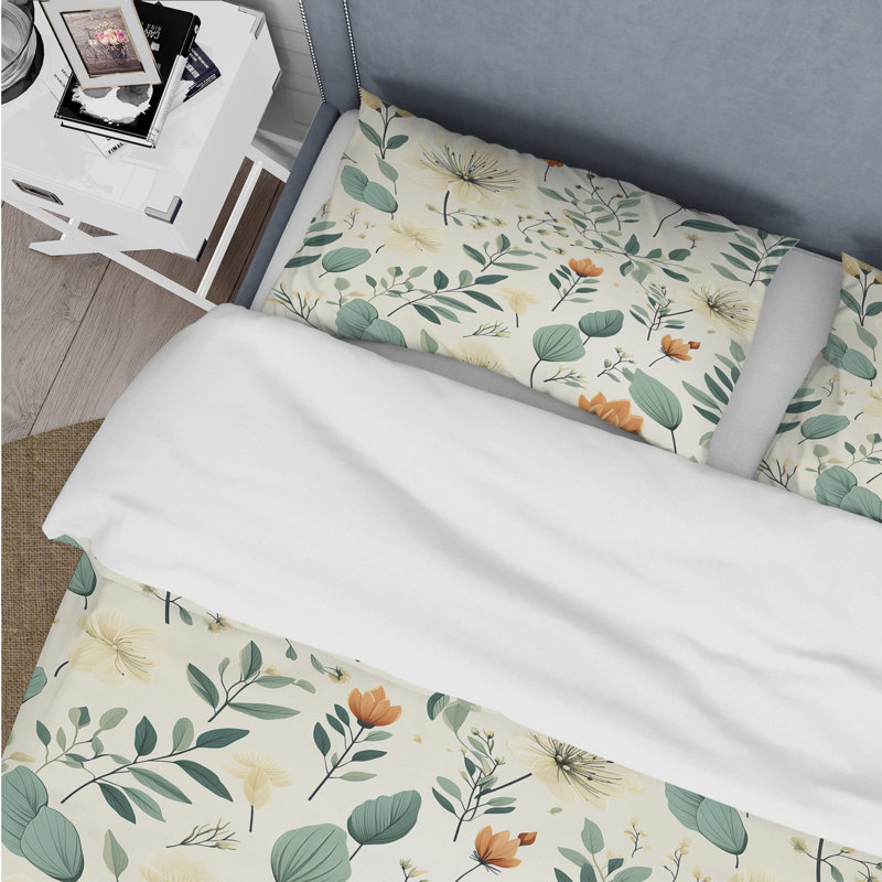 Minimalist Botanicals - Ensemble de housse de couette botanique - Microfibre de polyester