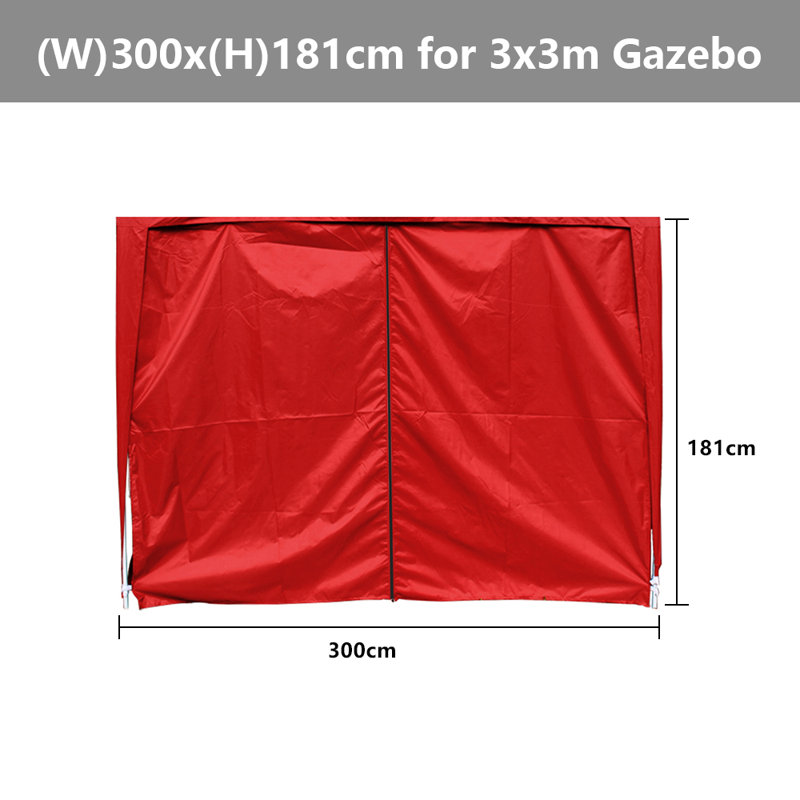 Ahlona Dakota Fields Fabric Side Wall with Zipper for Pop-up Gazebo, Red, 181 cm H x 300 cm W x 0.5 cm D