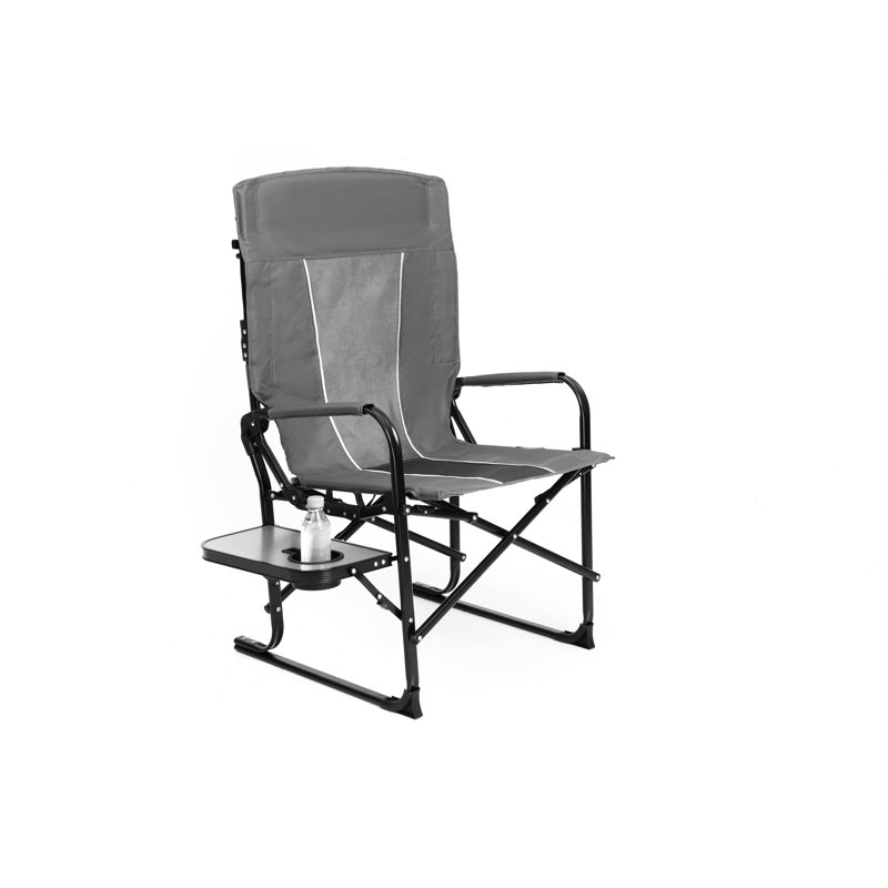 Chaise de camping portable surdimensionnée avec table d'appoint - Réalisateurs pliants robustes pour la pelouse, pique-nique gris, pêche à la plage