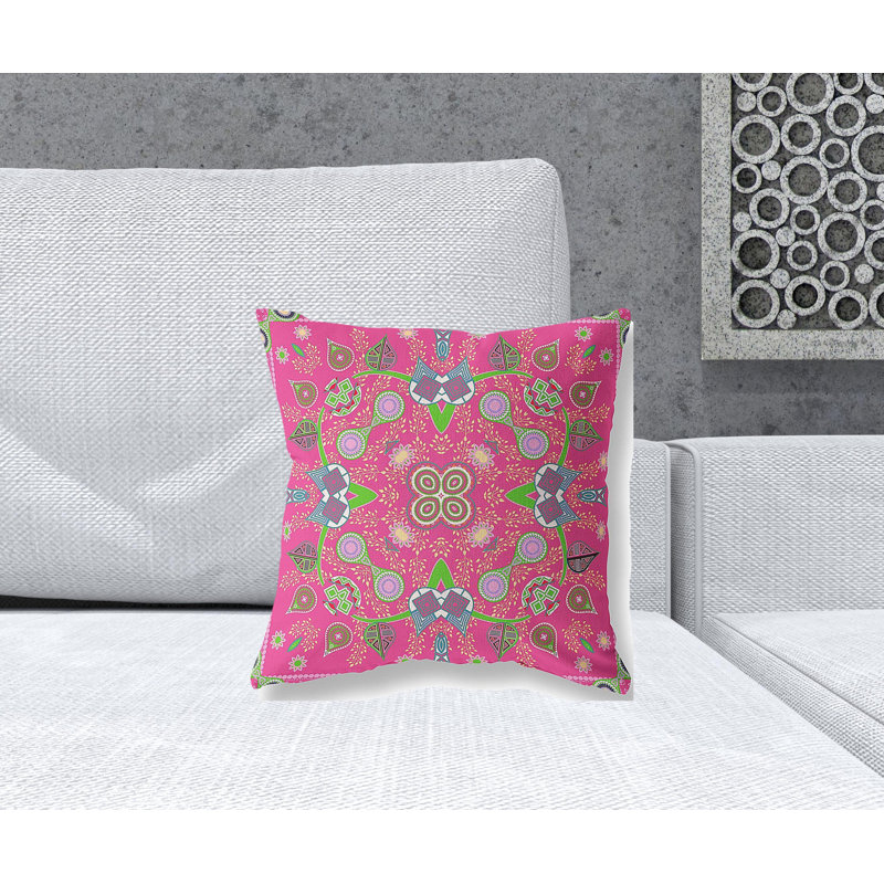 Coussin 18 po x 18 po, Carré, H 16 po x l 16 po, Cachemire rose vif