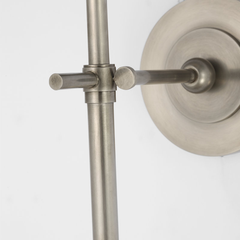 Thomas O'Brien Bryant 27" Cordless Tail Sconce with Linen Shade, Antique Nickel