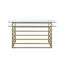Bureau Shona avec plateau en verre transparent et finition or antique (sans tabourets)