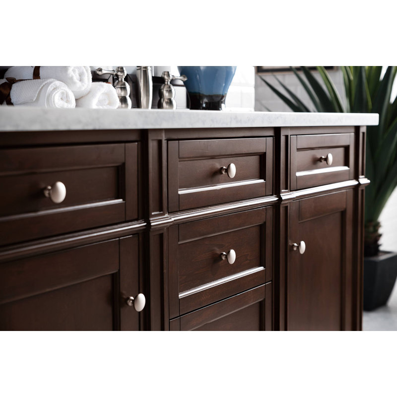 Brittany 60'' W Double Bathroom Vanity Base, Bright White