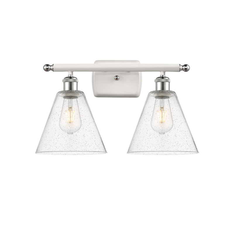 Éclairage pour meuble-lavabo en laiton antique à 2 lumières Amoya, Incandescente, Chrome blanc poli