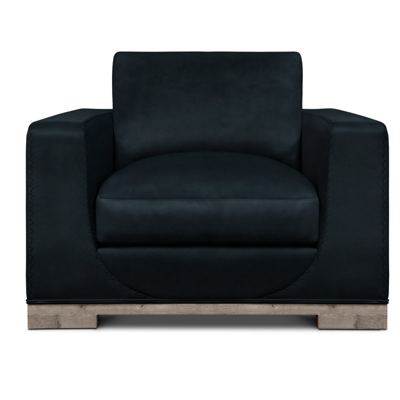 Fauteuil en cuir véritable et demi Cassidy, Lune bleue (cartier), Muscade