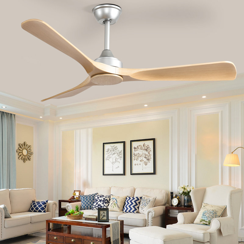 Ventilateur de plafond 42 po avec télécommande, Naturel, Argent argent, 42 po de largeur