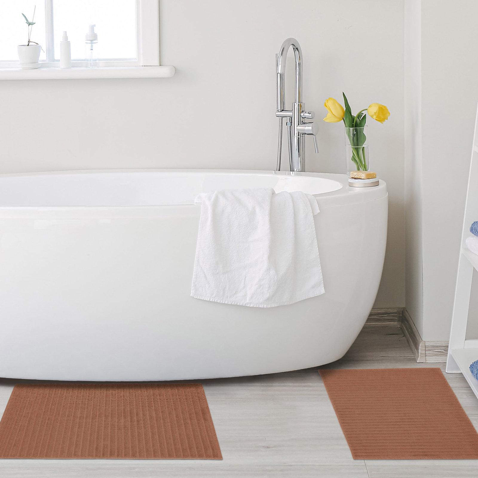Pardue Cotton Bath Mat, Brown, Solid Color