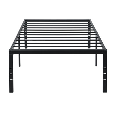 Black Twin Size Heavy Duty Metal Bed Frame With Easy - To Do Assembly, Noise Performance, High Strength Static Support, Even Mattress Support From Steel Slats, Storage Beneath Bed, And Connection