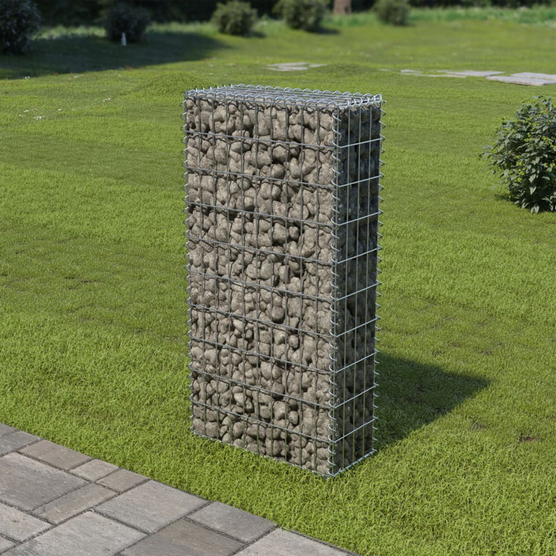 Northerly Galvanised Steel Gabion Wall with Covers, 100cm H x 50cm W x 20cm D