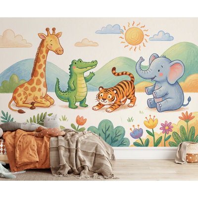 Watercolor Texture Wallpaper Soft Pastel Kids Safari Wall Mural