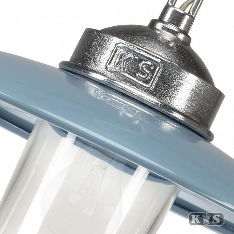 Solingen 1 - Light Brushed Nickel Dome Pendant, Baby Blue