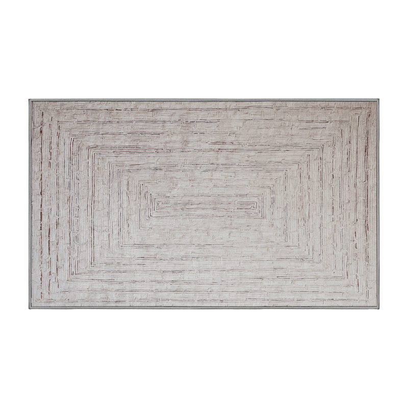 Machine Washable Gray Area Rug, Rectangle 3' x 5'