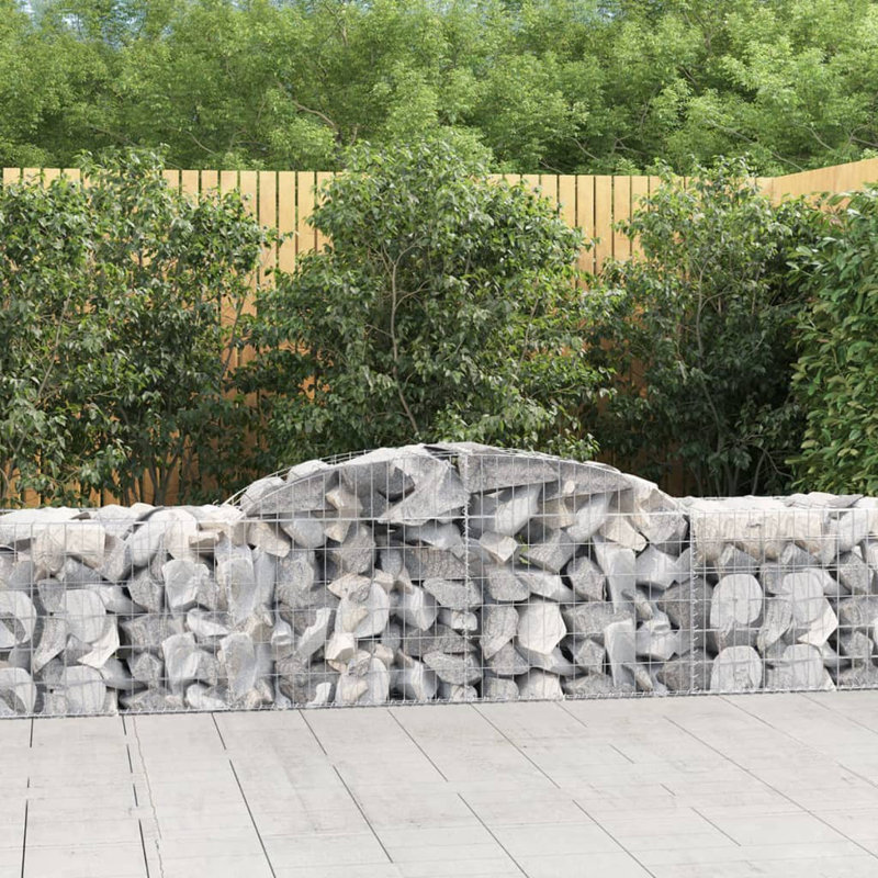 Dakota Fields Arched Gabion Baskets Galvanised Iron, 6, 80cm H x 300cm W x 50cm D