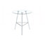 Table de bar, hauteur de 36 pouces, table de pub ronde en verre trempé de 34 pouces avec pieds en métal chromé argenté, table bistro moderne pour îlot de cuisine, bar et café-130736480