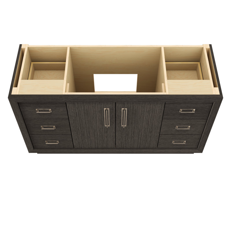 Avalon Single Extra Wide Bath Vanity, 60", Gray Weathered, Satin Nickel