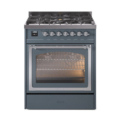 ILVE Nostalgie II Series Noblesse 30 in Dual Fuel Range with 5 Sealed Burners